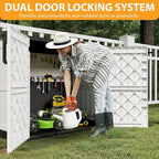 LHBcraft Outdoor Storage Cabinet 36 Cu Ft with Lockable Doors, Portable Horizontal Resin Storage Shed - Easy to Assemble, Waterproof Small Storage Shed with Floor