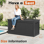 Outdoor Storage Box, Resin Deck Boxes Indoor and outdoor, Waterproof Storage Box Lockable Lid (Black,320 Gallon)