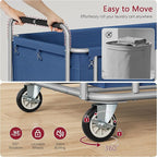 Tajsoon Large Laundry Cart with Wheels, 450L Heavy Duty Laundry Basket with Handle, Rolling Laundry Hamper for Clothes Storage, Clothes Sorter for Laundry, Hotel, Bathroom, Bedroom, Blue
