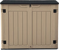 DWVO 35 Cu Ft Outdoor Horizontal Storage Shed w/o Shelf, 39 in Height Storage Sheds Lockable and Waterproof, Weather Resistant Resin Tool Shed for Storing Garden Tools, Brown