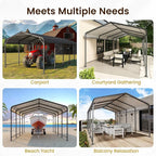 12x20FT Metal Carport, 335LBS Heavy Duty Carport Canopy with Galvanized Steel Roof, 40% Thicker Frame Metal Garage with Reinforced Base, All-Weather Outdoor Storage Car Port for Car, Camping