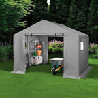 Best Choice Products 10x8ft Outdoor Storage Shed, Carport, Canopy Shelter, Dual Doors & Windows, Metal Frame, Weather-Resistant, Perfect for Storing Motorcycle, Bike, Garden Tools – Gray