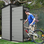 DWVO 5x3ft Resin Outdoor Storage Shed with Floor, Waterproof Lockable Storage Shed with Window, Plastic Outside Tool Storage for Garden, Backyard Patio