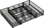 Mind Reader Expandable Mesh Desk Drawer Organizer, Adjustable from 9.25" to 17.125", Office Supply Storage Tray, Makeup Organizer, Black