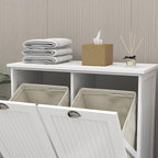 Two-Compartment Tilt-Out Laundry Sorter Cabinet-White