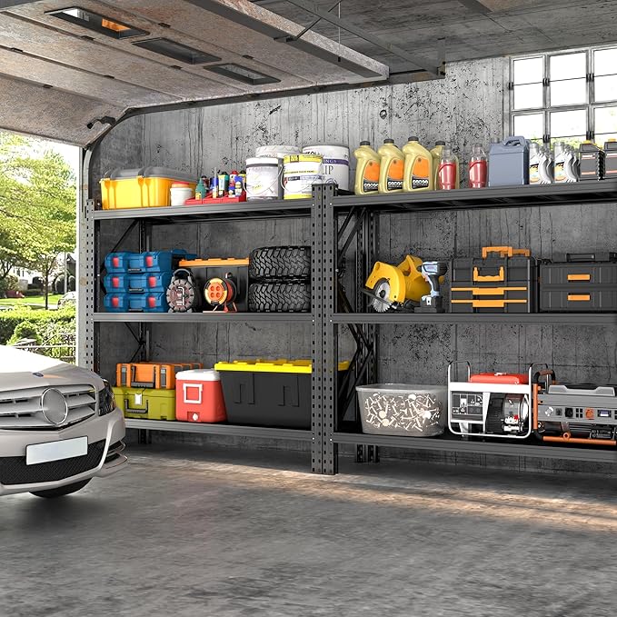 67" W Garage Shelving 4000BS Garage Shelving Heavy Duty Storage Shelves, 3 Tier Metal Shelves, Adjustable Industrial Shelf for Warehouse, Basement, Pantry 63.0" H x 67" W x 19.7" D
