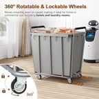 Hoctieon Large Laundry Cart with Wheels, 400L Heavy Duty Laundry Basket Organizer, Rolling Hamper Sorter for Clothes Storage, Industrial Dirty Clothes Hamper for Home & Hotel, Gray