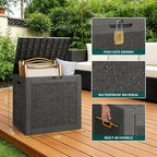 32 Gallon Outdoor Storage Box, Resin Deck Boxes Outdoor Waterproof For Patio Furniture, Garden Tools, Pool Supplies, Lockable And UV Resistant (a Set of 2,Rattan Black)