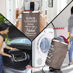 dbest products Laundry Trolley Dolly, Brown Laundry Bag Hamper Basket cart with wheels sorter