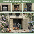 LHBcraft Waterproof Outdoor Storage Box 36 Cu Ft with Lockable Doors, Portable Horizontal Resin Storage Cabinet, Outdoor Storage Shed for Backyards, Easy to Assemble