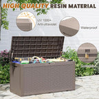 Outdoor Storage Box, Resin Deck Boxes Indoor and outdoor, Waterproof Storage Box Lockable Lid (Grey, 110 Gallon)