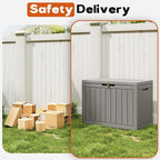 Outdoor Storage Box, Resin Deck Boxes Indoor and outdoor, Waterproof Storage Box Lockable Lid (Grey, 50 Gallon)
