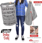 dbest products Laundry Trolley Dolly, Grey Laundry Bag Hamper Basket cart with wheels sorter