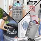 dbest products Laundry Trolley Dolly, Grey Laundry Bag Hamper Basket cart with wheels sorter