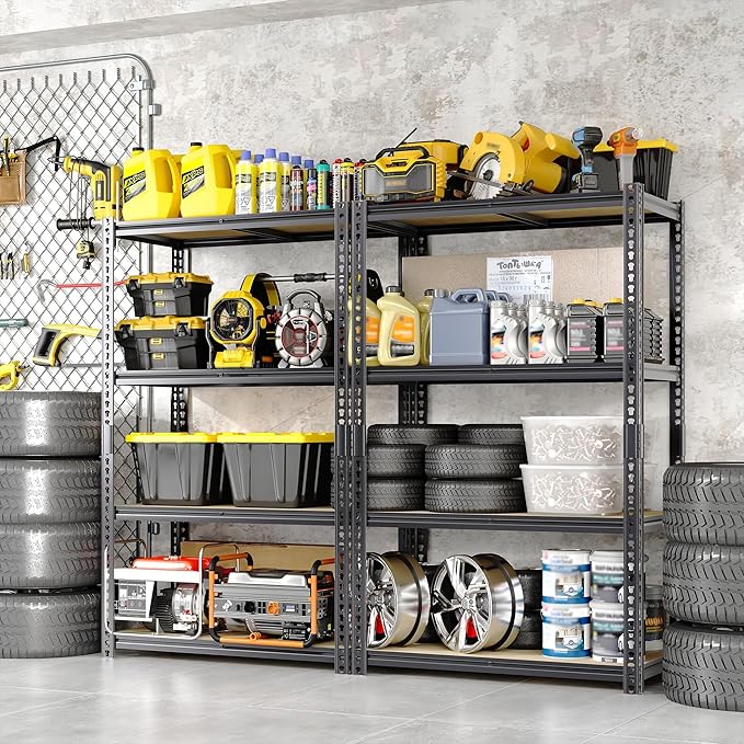 Heavy Duty Garage Storage Shelves, 2000 Lbs Capacity, 4-Tier Adjustable Storage Shelving Unit, 40" L x 20" W x 60" H Metal Shelving Racks for Kitchen Pantry Basement Bathroom Laundry