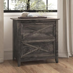 Bush Home Key West 2 Drawer Lateral File Cabinet in Dark Gray Hickory, Document Storage for Home Office, Accent Chest with Drawers