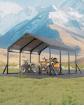 Garvee 12x13x9 ft Metal Carport, Car Port with Reinforced Frame and Steel Roof for All-Weather Use, Permanent Shelter for Cars, Motorcycles, ATVs, or Boats