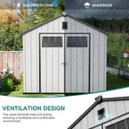 YITAHOME Large Outdoor Storage Shed 8x10 Ft, Extra Thick Plastic Storage Sheds with Floor, Lockable Doors, Vision Grid Windows, Vents, 16mm Heavy Duty Garden Storage for Bikes Mowers and Tools, Gray