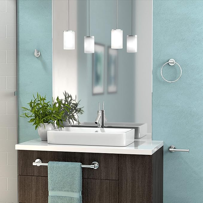 Gatco 4666 Reveal Glass Shelf, Chrome | Wall Mounted 20.13" W X 5.40" D Curved Tempered Glass Shelf | Floating Glass Shelf for Bathroom Storage