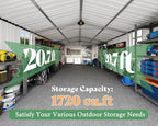 AMERLIFE 13x21x8 FT Outdoor Metal Garage Shed, Extra Large Storage Shed with Double Hinged Doors, 4 Windows, Heavy Duty Carport for Cars, Boats, Trucks and Equipment Storage, Dark Gray