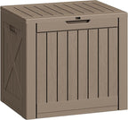 Greesum 40 Gallon Outdoor Deck Box with Lock, Resin Storage Chest for Patio Furniture Cushions, Garden Tools, Pool Toys, Waterproof & UV Resistant, Large Capacity, Light Coffee