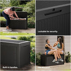Outdoor Storage Box Waterproof, 320 Gallon Large Lockable Deck Box, Patio Storage Bin Bench for Pool Accessories Cushion Furniture, Garden Tools, UV-Resistant Outside Delivery Black