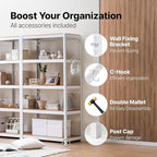 HOMEDANT House 5 Tier 24.1" W Laminated Metal Shelving Unit Adjustable Storage Utility Rack Heavy Duty Shelves Organization Multipurpose Shelf Kitchen Garage Pantry Closet 1 Pack | House, Adjustable, Utility Rack, Shelves, Organization, Multipurpose