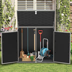 Uhomepro 4.6 Ft. X 4.1 Ft Outdoor Horizontal Storage Shed, Resin Storage Shed with Double Lockable Doors, Ideal for Garbage Can Storage and Garden Tools, Strong Water Resistance