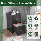 2 Drawer File Cabinet,Vertical Filing Cabinets for Home Office,Metal Steel Storage Cabinet for Letter/Legal Size File,Assembly Required(Black)