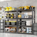 Heavy Duty Garage Storage Shelves, 2400 Lbs Capacity, 4-Tier Adjustable Storage Shelving Unit, 48" L x 24" W x 60" H Metal Shelving Racks for Kitchen Pantry Basement Bathroom Laundry