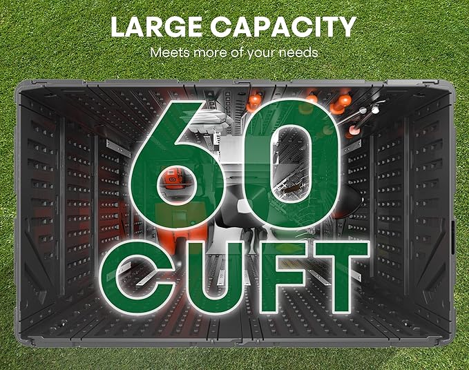 Vertical Outdoor Storage Shed, 60 Cu.Ft Resin Storage Cabinet Waterproof with Lockable Floor, All-Weather Tall Backyard Shed for Patio Furniture, Garage, Garden, Porch (Black)