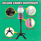 15” Gumball Machine with Stand and Coin Bank - Bubble Gum Machine Candy Dispenser with Glass Globe and Metal Base - Vintage Style Gum Ball Vending Dispenser by Great Northern Popcorn (Pink)