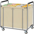 Tajsoon 450L Extra Large Laundry Basket with Wheels, Rolling Laundry Hamper with Handle, Heavy Duty Laundry Cart with Metal Frame, Commercial Laundry Sorter for Hotel, Bathroom, Bedroom, Khaki