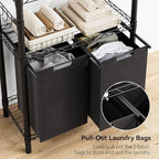 GAOMON Laundry Hamper, Laundry Sorter with 2 Pull-Out & Removable Bag,Laundry Basket Organizer with 2 Tier Adjustable Storage Shelf for Laundry Room,Bathroom,Dorm Organization