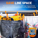 The Smartest Heavy Duty Clothespins with Hooks (30 Pack Bright Orange) - Hang 3 Garments at Once with Our Tough, Dual Hooks Clothes Pins with Anti-Rust Spring - Durable, Colorful Clothespins