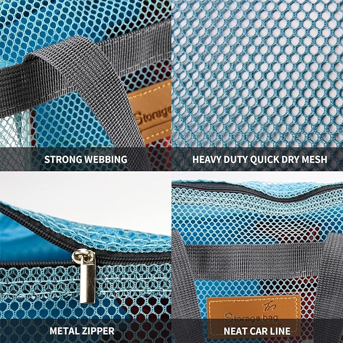 Mesh Shower Caddy Bag Portable Hanging Toiletry and Bath Organizer with Zipper for Travel, Gym, Camping, College Dorms, Beach