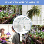 6X10FT Greenhouse for Outdoor, Polycarbonate Greenhouse with Raised Base and Anchor, Heavy-Duty Walk-in Green House with Adjustable Roof Vent and Gutter System for Patio,Backyard (Green, 6X10FT)