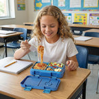 Bento Lunch Box for Kids, 6 Compartments BPA Free, Dishwasher Safe Back to School Snack Bento Lunch Containers Boxes, Ideal Portion Sizes for On-the-Go Meal, Ages 3+, School, Blue