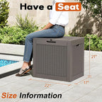 Outdoor Storage Box, Resin Deck Boxes Indoor and outdoor, Waterproof Storage Box Lockable Lid (Grey,32 Gallon)