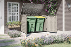 Suncast 5.9 ft. x 3.7 ft Horizontal Stow-Away Storage Shed - Natural Wood-Like Outdoor Storage for Trash Cans and Yard Tools - All-Weather Resin, Hinged Lid, Reinforced Floor - Made in The USA