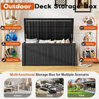 Outdoor Storage Box, Resin Deck Boxes Indoor and outdoor, Waterproof Storage Box Lockable Lid (Black,150 Gallon)