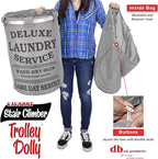 dbest products Stair Climber Laundry Trolley Dolly, Grey Laundry Bag Hamper Basket cart with wheels sorter