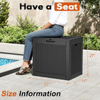 Outdoor Storage Box, Resin Deck Boxes Indoor and outdoor, Waterproof Storage Box Lockable Lid (Black, 31 Gallon)