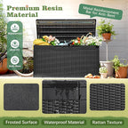 Flamaker Outdoor Storage Box 100 Gallon Waterproof Resin Deck Box Delivery Box with Air Rod Indoor Outdoor Lockable Storage Bench for Patio Cushions, Tools, Pool Accessories (Black)