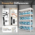 HOMEDANT House 48.1" W Deep 5 Tier Heavy Duty Garage Shelving Adjustable Metal Rack Storage Shelves Standing Shelf Unit Organizers Industrial Warehouse Basement White 2Pack