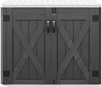 DWVO 35 Cu Ft Storage Shed with Unique X-Shaped Lockable Door, Outdoor Weatherproof Resin Shed Without Shelf for Waste Bins, Bicycles, Gardening & Lawn Equipment, Dark Gray