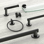 Gatco 5456MX Locke Glass Shelf, Matte Black/Wall Mounted 20.13" X 5.38" Tempered/Floating Rectangle Glass Shelf for Bathroom