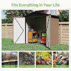 Real Relax 6x4 FT Metal Storage Shed, Outdoor Shed with Reinforced Frame & Heavy Wind/Snow Resistance, Secure Lock, for Backyard/Garden, Stores Tools & Materials, Brown