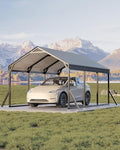 Garvee 10x15x9 ft Metal Carport, Car Port with Reinforced Frame and Steel Roof for All-Weather Use, Permanent Shelter for Sedans, SUVs, or Boats