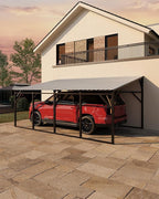 Garvee 12x20 ft Lean-to Metal Carport, Vertical Roof Wall-Mounted Car Port with 11.5° Slope, Heavy-Duty 19-Ga. Steel Frame, 107" to 78" Height Clearance for SUV & Pickup